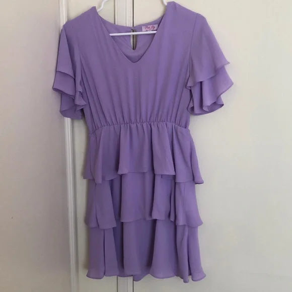 Pink Lily | Dresses | Pink Lily Boutique Purple Ruffle Mini Dress | Poshmark